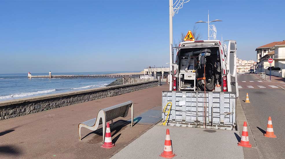 diagnostic canalisation bypass Capbreton par camion inspection caméra Hydrolog